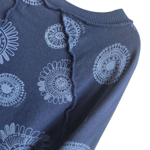 Life Is Good Womens Blue Crewneck Sweatshirt-Raw Seams-AllOverCelestial Print L - Picture 7 of 12